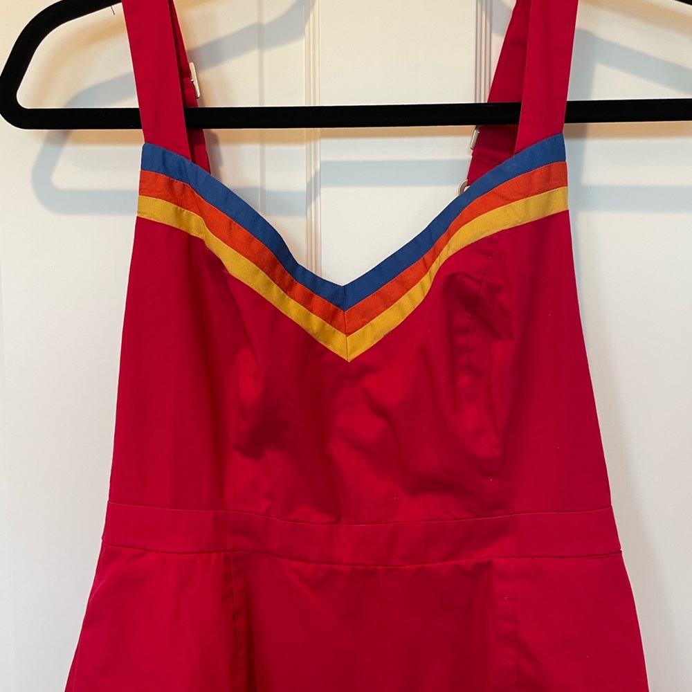 ModCloth Red Cotton Spring Dress. - Picture 2 of 11